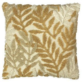 furn. Caliko Block Leaf Printed Tufted Cotton Polyester Filled Cushion
