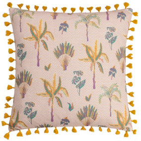 furn. Chamae Floral Tasselled 100% Cotton Polyester Filled Cushion