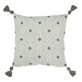 furn. Chia Tufted Cotton Feather Filled Cushion