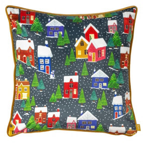 furn. Christmas Together Twilight Town Velvet Polyester Filled Cushion