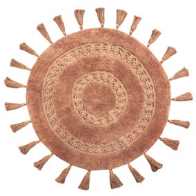 furn. Circle Tassel Mandala Woven Cotton Anti-Slip Bath Mat