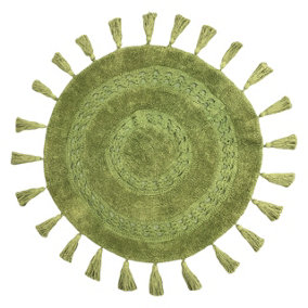 furn. Circle Tassel Mandala Woven Cotton Anti-Slip Bath Mat