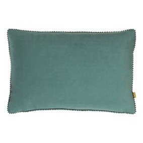 furn. Cosmo Pom-Pom Rectangular Velvet Feather Filled Cushion