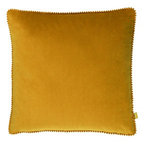 furn. Cosmo Soft Velvet Pom Pom Trimmed Polyester Filled Cushion