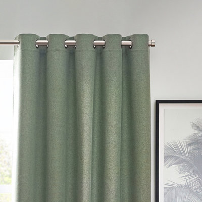 furn. Dawn 100% Blackout Thermal Eyelet Curtains, Eucalyptus