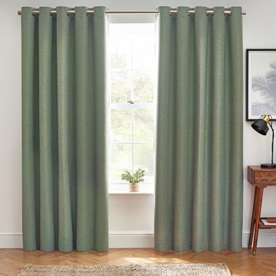 furn. Dawn 100% Blackout Thermal Eyelet Curtains, Eucalyptus