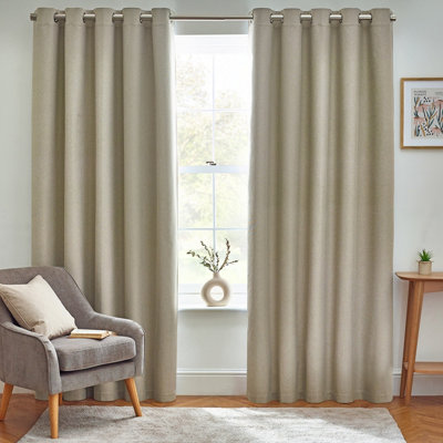 furn. Dawn 100% Blackout Thermal Eyelet Curtains, Natural