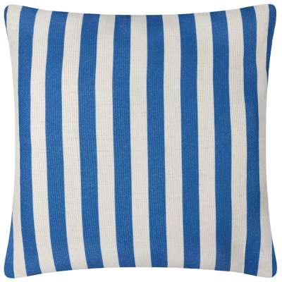 furn. Deck Stripe  Woven White/Blue Outdoor Polyester Filled Cushion
