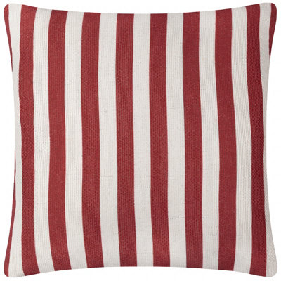 furn. Deck Stripe  Woven White/Red Outdoor Polyester Filled Cushion