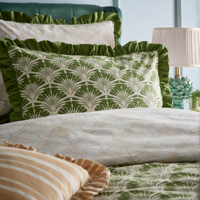 furn. Deco Palm Printed Ruffle Duvet Set