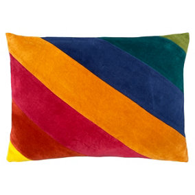 furn. Della Bold Diagonal Striped Soft Velvet Polyester Filled Cushion