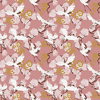 furn. Demoiselle Blush Pink Botanical Printed Wallpaper Sample