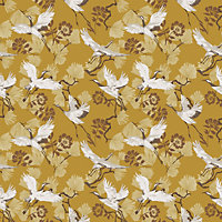 furn. Demoiselle Mustard Yellow Botanical Printed Wallpaper Sample