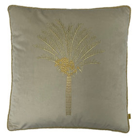 furn. Desert Palm Embroidered Velvet Feather Filled Cushion
