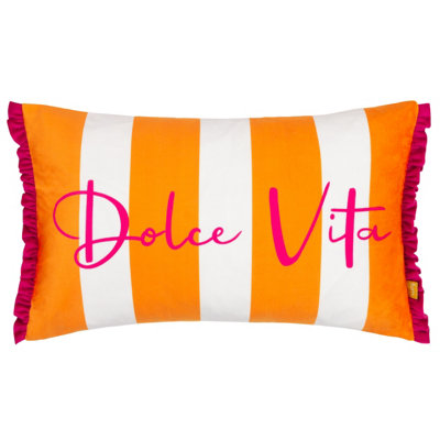 furn. Dolcevita Striped Velvet Feather Filled Cushion