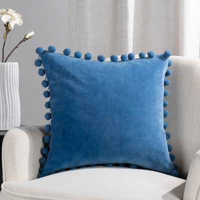 furn. Dora Velvet Pom-Pom Polyester Filled Cushion