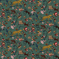 furn. Exotic Wildlings Juniper Green Tropical Printed Wallpaper Sample