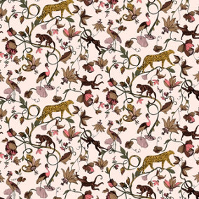 furn. Exotic Wildlings Multicoloured Tropical Printed Wallpaper Sample