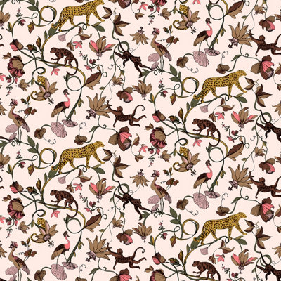 furn. Exotic Wildlings Multicoloured Tropical Printed Wallpaper