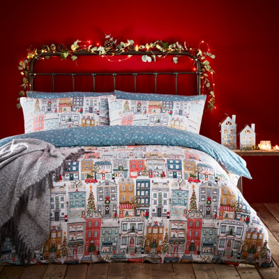 furn. Festive Town Christmas Reversible Duvet Cover Set