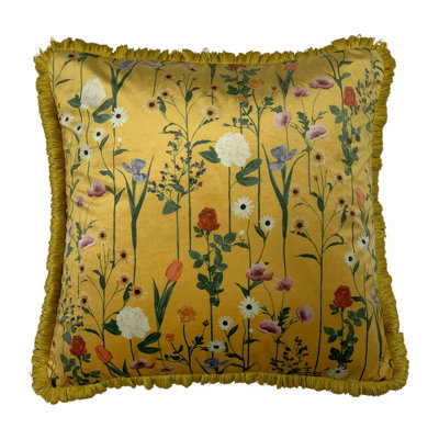 furn. Fleura Floral Fringed Polyester Filled Cushion