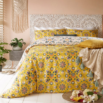 furn. Folk Flora Floral Reversible Duvet Cover Set