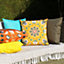 furn. Folk Flora Geometric UV & Water Resistant Outdoor Polyester Filled Cushion