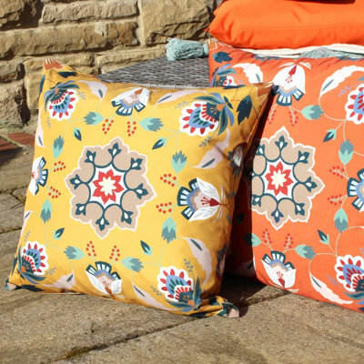 furn. Folk Flora Geometric UV & Water Resistant Outdoor Polyester Filled Cushion