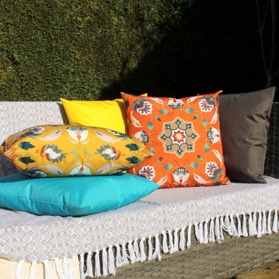 furn. Folk Flora Geometric UV & Water Resistant Outdoor Polyester Filled Cushion