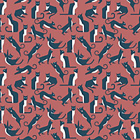 furn. Geo Cat Pink Printed Wallpaper Sample