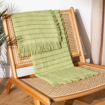 furn. Hazie Linear Yarn Woven Fringed Throw