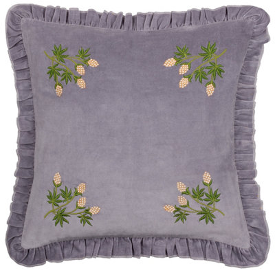 furn. Hettie Embroidered Velvet Polyester Filled Cushion