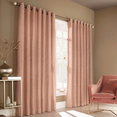 furn. Himalaya Jacquard Room Darkening Eyelet Curtains, Blush