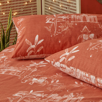 furn. Jaipur King Duvet Cover Set, Cotton, Polyester, Paprika