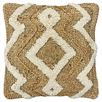 furn. Jana Small Tufted Braided Jute Polyester Filled Cushion