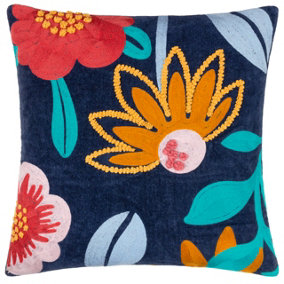 furn. Janey Embroidered Floral Cotton Cushion Cover