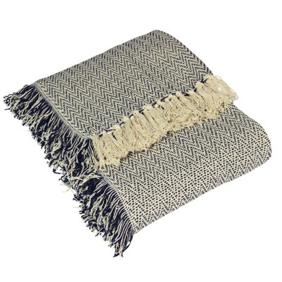furn. Jasper Geometric Herringbone Fringed Throw