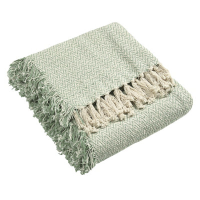furn. Jasper Geometric Herringbone Fringed Throw