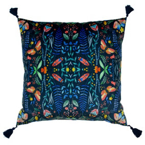 furn. Kaleidoscopic Velvet Tasselled Cushion Cover