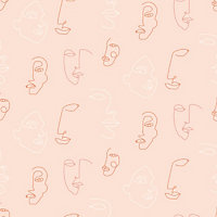 furn. Kindred Blush Pink Abstract Faces Printed Wallpaper Sample