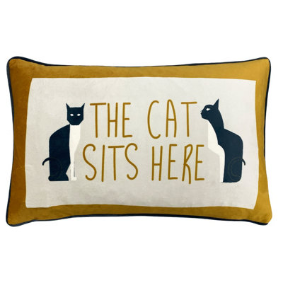 furn. Kitta Geo Cats Velvet Polyester Filled Cushion