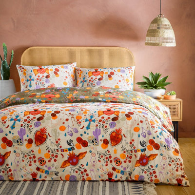 Set copripiumino doppio in cotone - Bianco/fiori - HOME | H&M IT