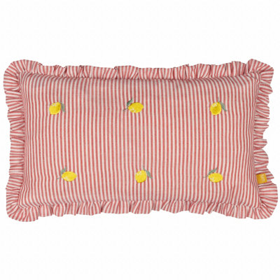 furn. Les Fruites Embroidered Ruffle Feather Rich Cushion