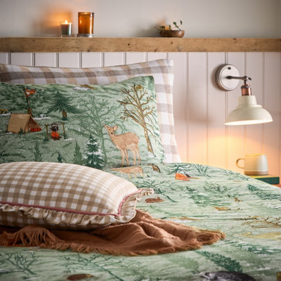 furn. Lodge Wood 100% Brushed Cotton Duvet Set