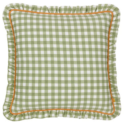 furn. Maude Gingham Reversible Piped Polyester Filled Cushion