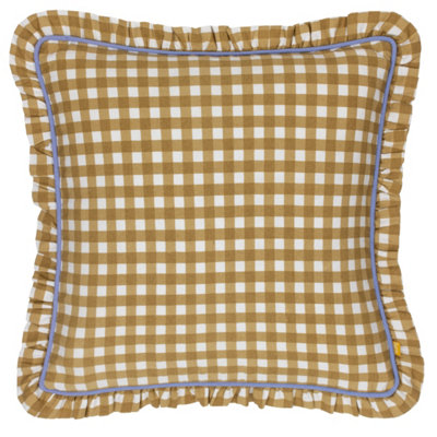 furn. Maude Gingham Reversible Piped Polyester Filled Cushion