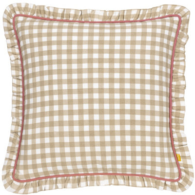 furn. Maude Gingham Reversible Piped Polyester Filled Cushion