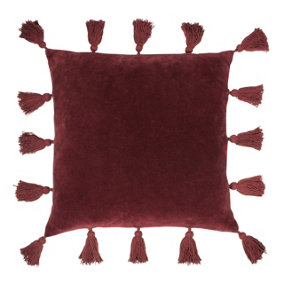 furn. Medina Tasselled Soft Velvet Polyester Filled Cushion