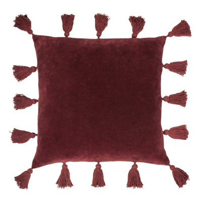 furn. Medina Velvet Tasselled Feather Filled Cushion