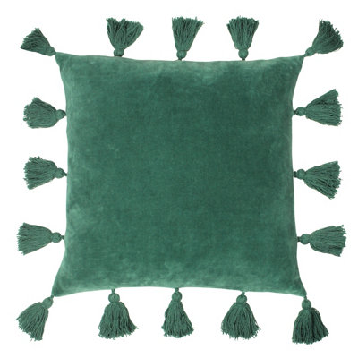 furn. Medina Velvet Tasselled Feather Filled Cushion